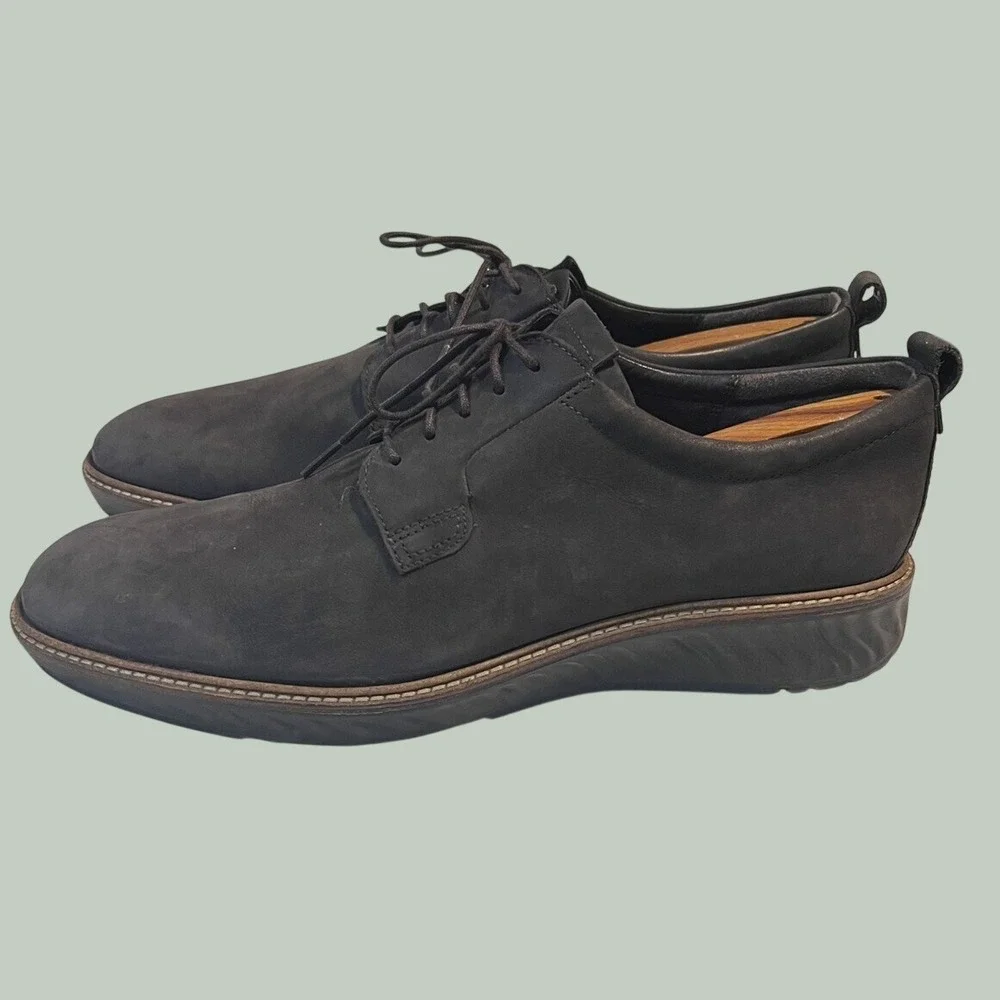 ECCO ST.1 Hybrid Lite Mens 13.5 Gray Nubuck Leather Derby Oxford Shoes EU 47